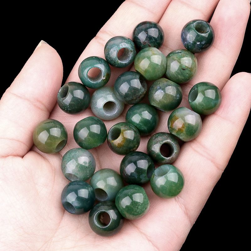 317 - Contas de Grandes Furos, Contas Soltas de Ágata Cristalina, 12mm, 5mm, Contas Soltas de Pedra Natural de Grandes Furos, Materiais de Joias DIY Atacado