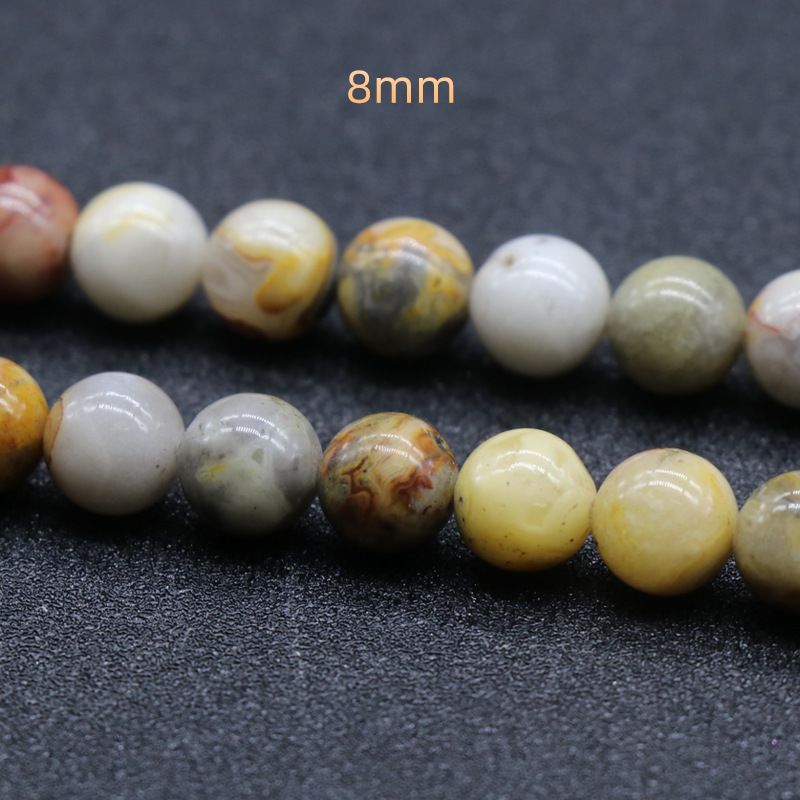 194-Crazy Lace Agate Contas redondas Grânulos soltos DIY Acessórios de jóias frisadas