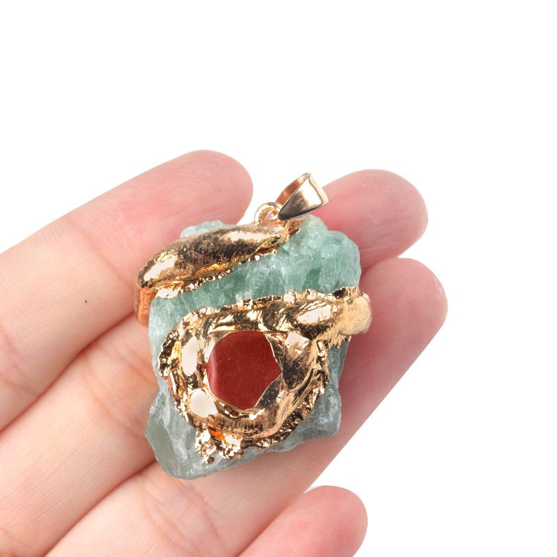 20 ~ 40Mm cristal dourado pingente de pedra áspera de cristal multicolorido colar irregular acessórios de jóias