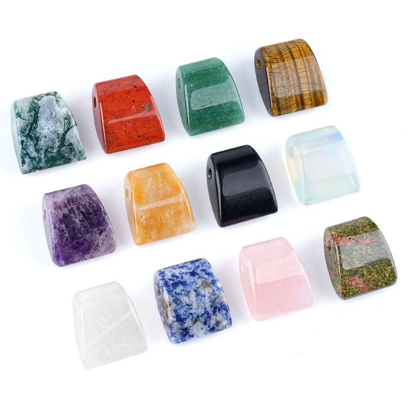 Grande buraco pingente de machado de cristal natural feito à mão colar DIY suéter corrente cintura trapezoidal acessórios de pedra natural