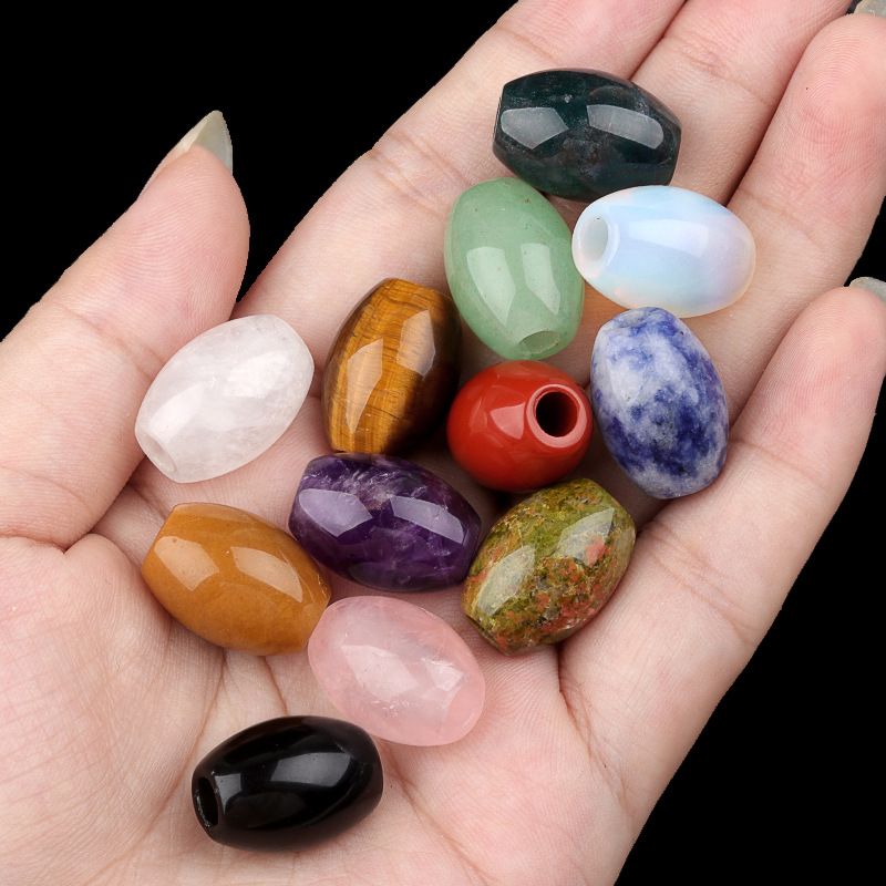 2323-Grânulos de Buraco Grande Grânulos Soltos de Cristal 13x18 Buraco 4mm Grânulos de Arroz Pedra de Ágata Grânulos Soltos DIY Acessórios de Jóias