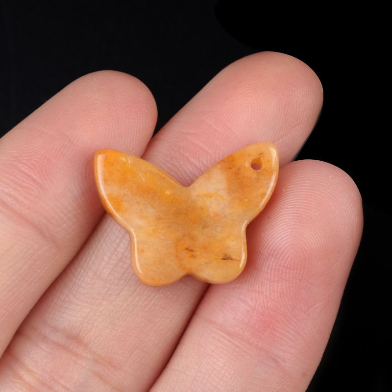 1765-Pingente de borboleta de pedra de ágata de cristal natural DIY pulseira de borboleta de pedra natural acessórios de colar