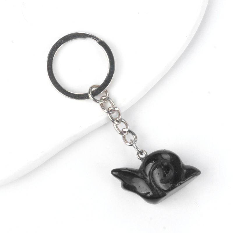 1717 - Pingente de chaveiro de caracol: Pingente de chaveiro de animais esculpidos em ágata de cristal