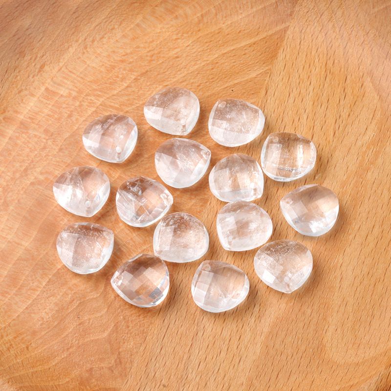 1622-Pedra de cristal natural facetada rosto pingente de gota de água triangular DIY colar brincos acessórios pingente de jóias