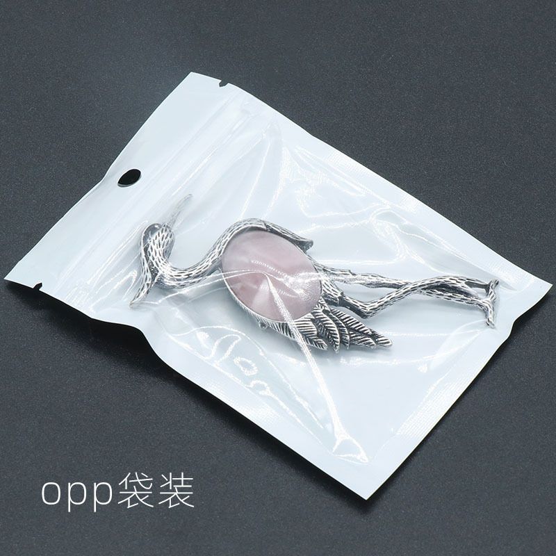 Pingente de broche incrustado de guindaste de coroa vermelha semi-preciosa de cristal natural de uso duplo, acessórios para jaqueta de alfinete de corsage