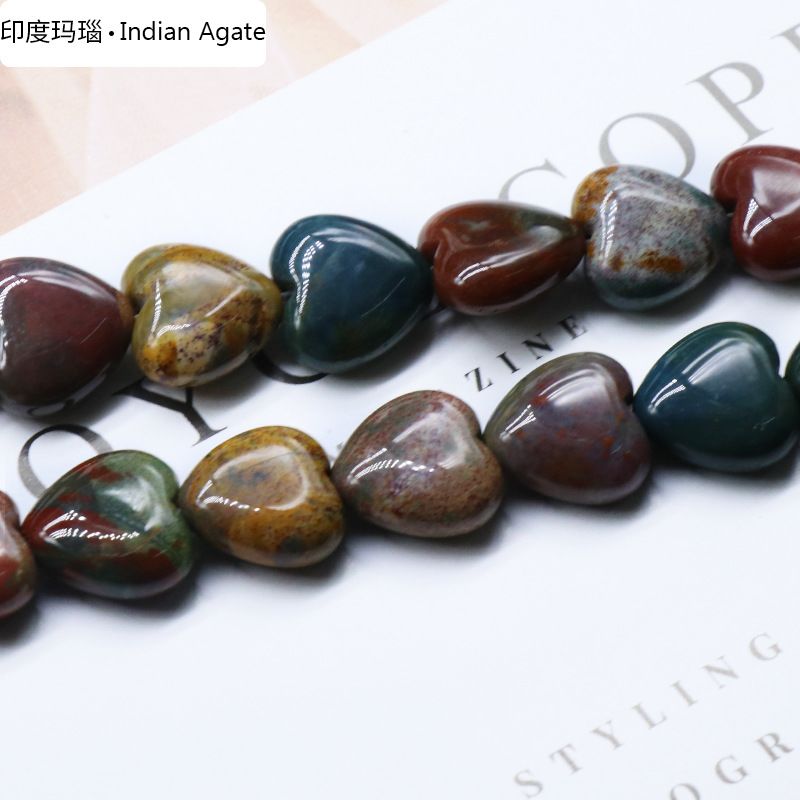 873-Amor de pedra preciosa de ágata de cristal natural 14mm coração frisado DIY colar brincos de jóias material