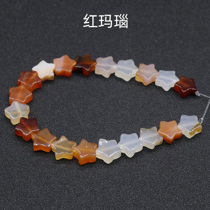 254-Cristal em pó estrela de cinco pontas, estrela de ágata contas soltas DIY pulseira de pedra natural artesanal brincos acessórios de jóias materiais