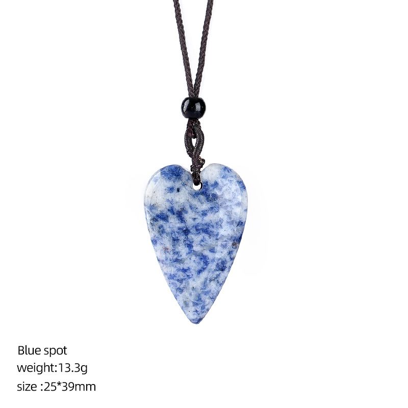 Colar de amor de cristal natural de 40mm, pingente de coração de pêssego de pedra de ágata gravado em forma de coração.