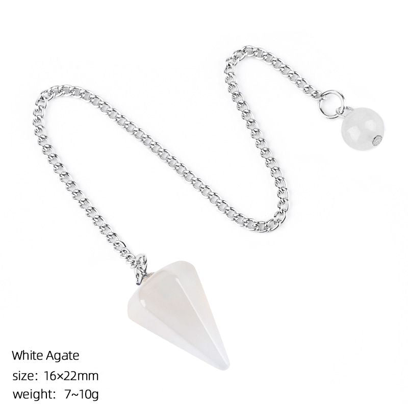 Pingente de cristal natural Coluna hexagonal gravada em pedra natural Acessórios de ioga Frequência ajustável pêndulo de ametista