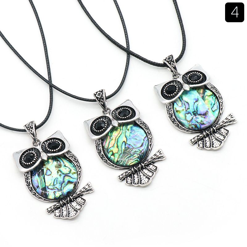 1545-Gem Coruja conjunto de gemas colar coruja, ágata de cristal semi-precioso multi-colorido pingente coruja