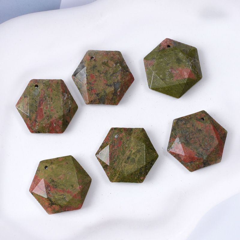 Acessórios de pingente de hexagrama de cristal natural Agate perfurado corte geométrico grande satélite colar de pedra