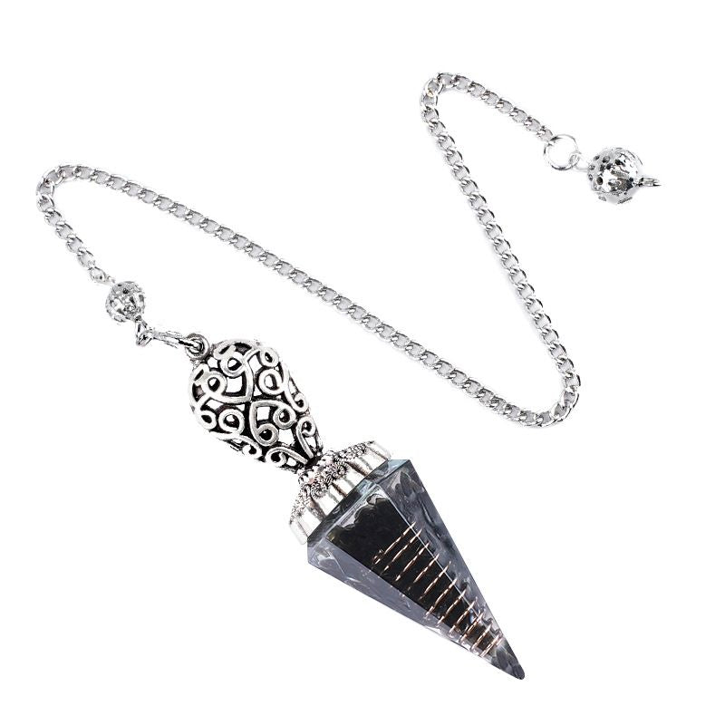 Pêndulo de cristal pingente fonte fabricante retro esculpido cone natural pedra semi-preciosa yoga frequência ajustável pêndulo