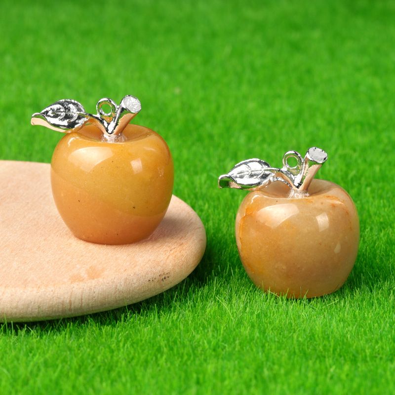 1718-Mini Pingente de Maçã de Cristal Natural Pingente de Maçã Pequeno, Véspera de Natal