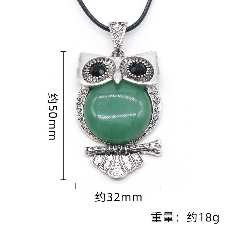 1545-Gem Coruja conjunto de gemas colar coruja, ágata de cristal semi-precioso multi-colorido pingente coruja