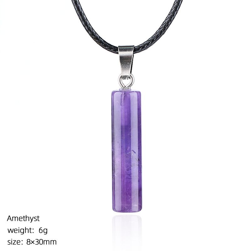 Colar cilíndrico de cristal natural 30Mm transfronteiriço europeu e americano estilo simples ágata escultura em pedra bruta pingente cilíndrico de pedra preciosa