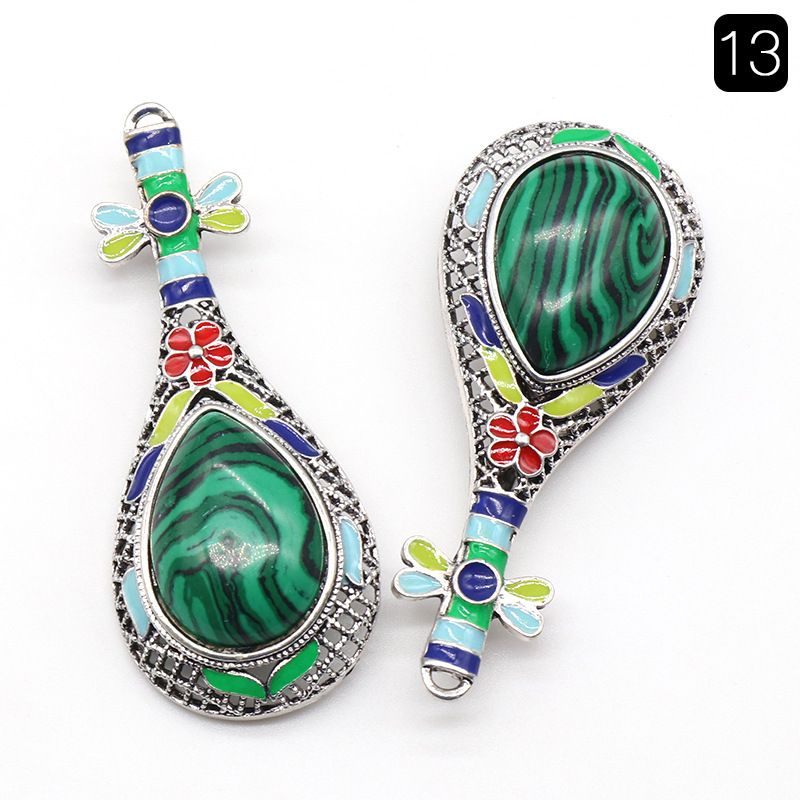 1203 Pingente de broche de gema de cristal ágata concha pipa pingente de liga de pedras preciosas, colar de pino
