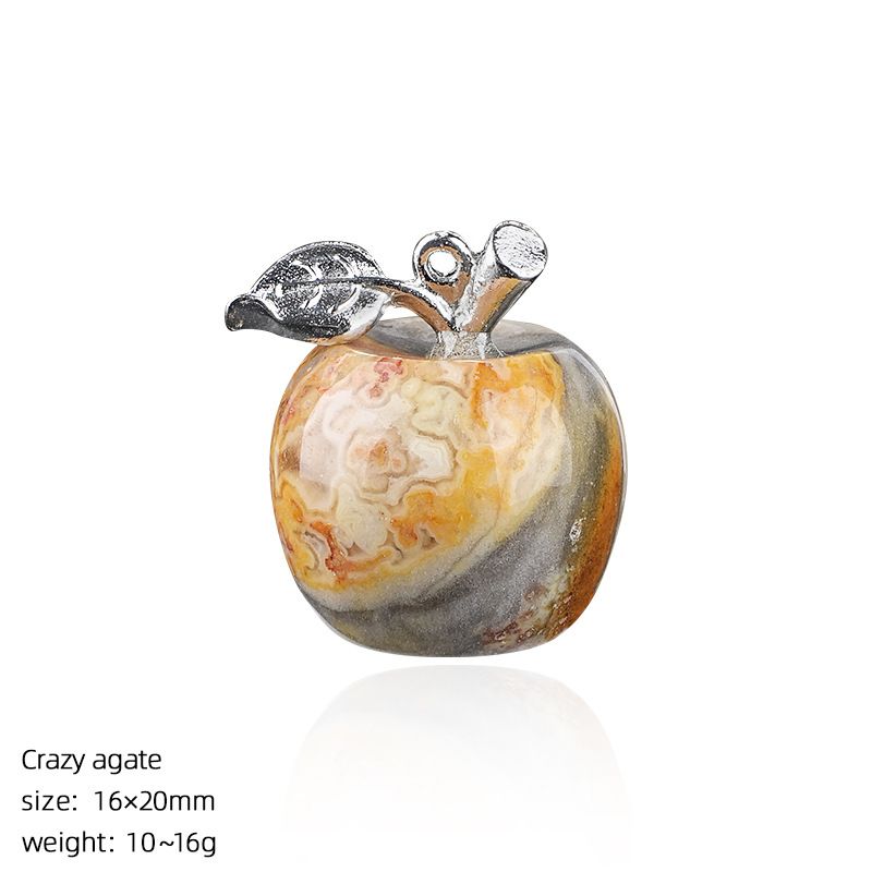 Maçã de cristal natural de 20Mm, colar artesanal de presente de Natal de véspera de Natal, pingente de maçã pequena de pedra natural.