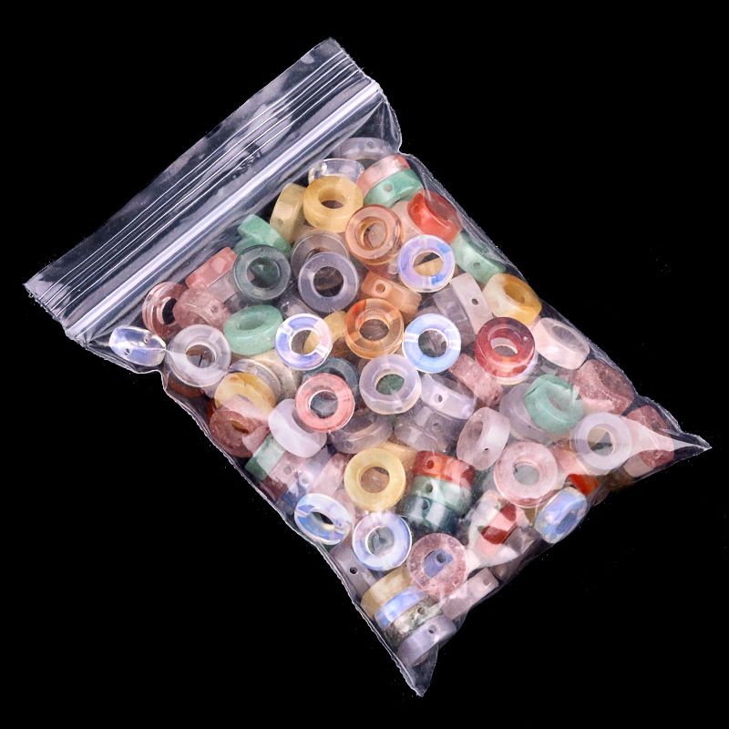 2053-Pedra de cristal natural ágata círculo oco contas soltas Pingente DIY colar pulseira acessórios contas