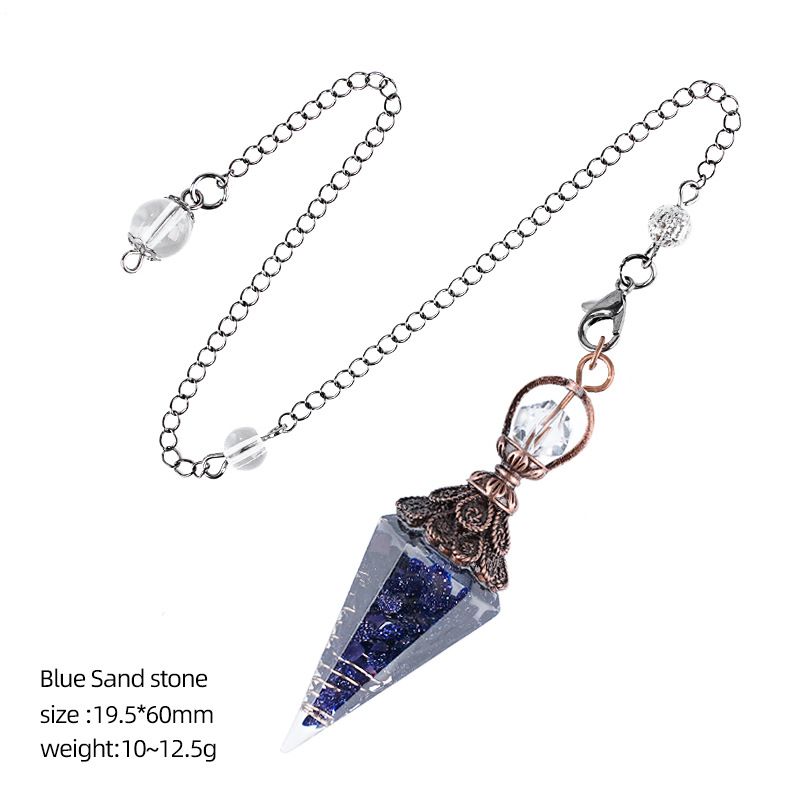 Pingente de pêndulo de cristal de bronze personalizado europeu e americano hexagonal Cone Rhombus Yoga Meditação Pêndulo de resina de frequência ajustável