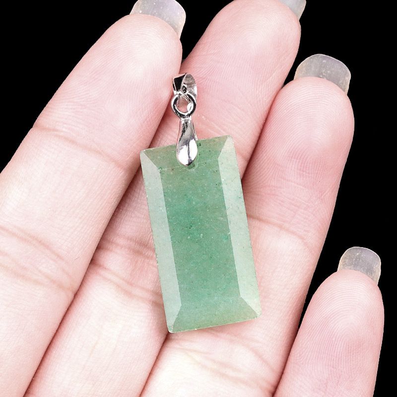 2114-Natural ametista jade corte retangular fivela de cobre pingente colar DIY pingente acessórios de jóias