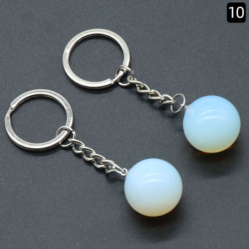 Chaveiro de bola redonda de 1402-20Mm, bolsa de pedra de olho de tigre de ágata de cristal rosa natural, joias de pingente de bola pequena.