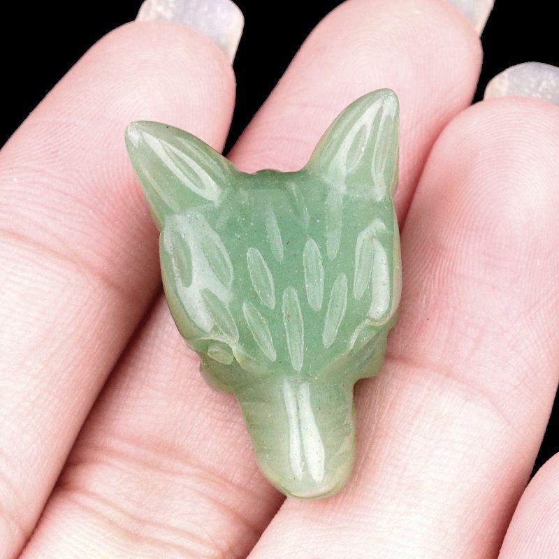 2118-Pó de ametista natural cristal olho de tigre escultura cabeça de lobo artesanato animal pequeno ornamento