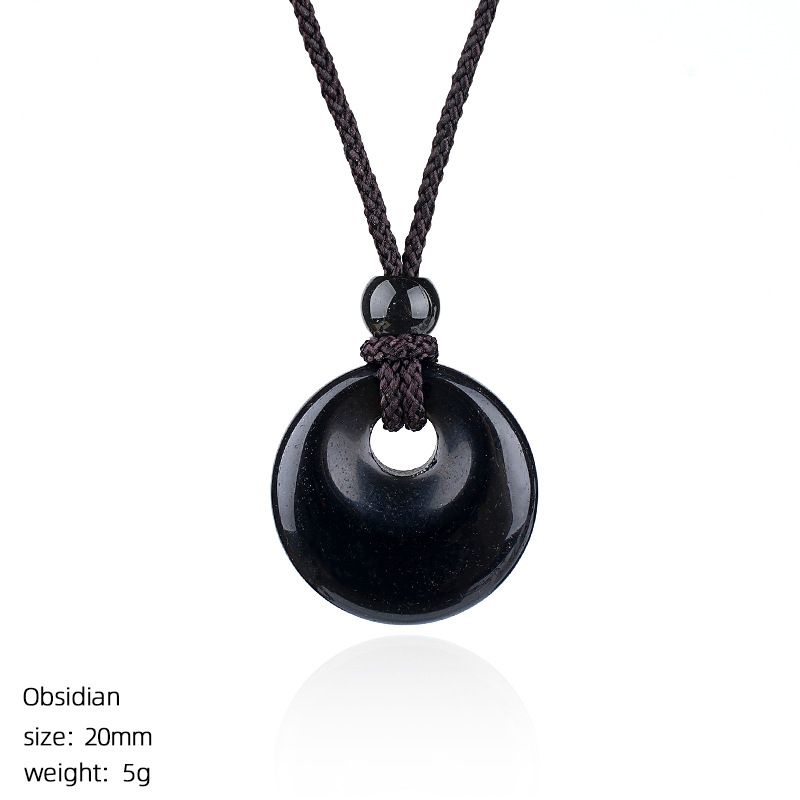Pingente de fivela de segurança de cristal natural de 20Mm, colar de fivela de princesa redonda com grande buraco gravado em pedra selvagem, presente de Natal.