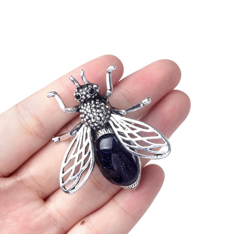 Pingente de broche de abelha 1650-48Mm de uso duplo, incrustado em liga de cristal ágata meio tesouro Pingente de broche de joias