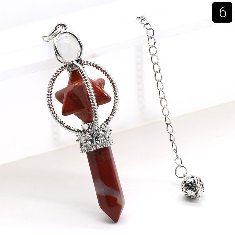 1490-Pó branco natural ametista Kabbah estrela cetro pêndulo, Kabbah mel grande satélite hexagonal pilar pingente de cristal