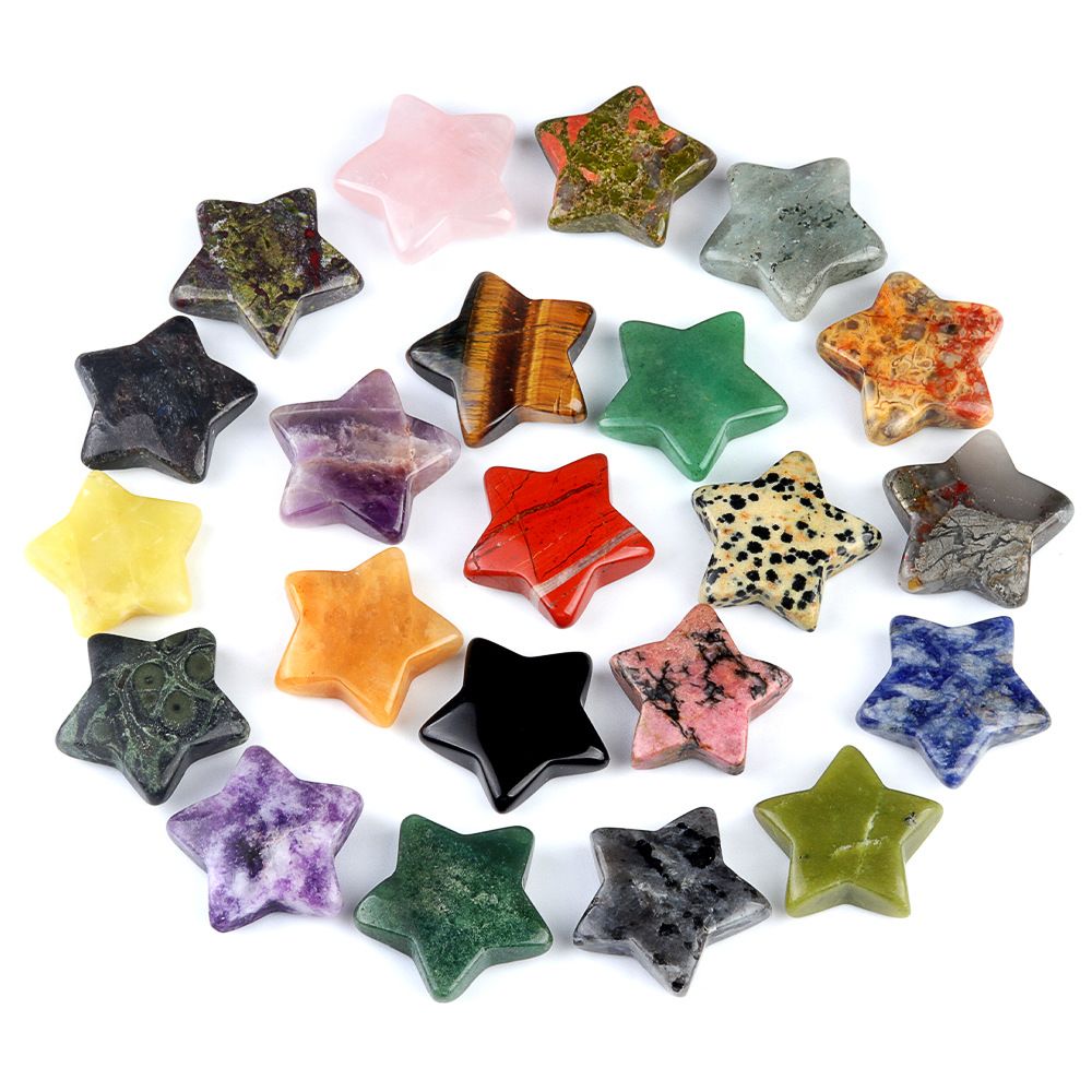 1433-30Mm pentagrama de cristal natural ágata estrela de pedra lua DIY estrela não porosa acessórios material