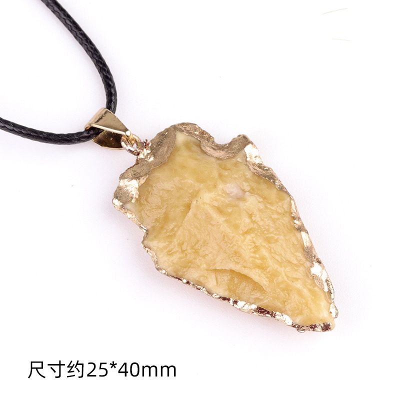 Joias europeias e americanas, minério cru de cristal colorido preto ágata, colar de pingente de flecha, acessórios