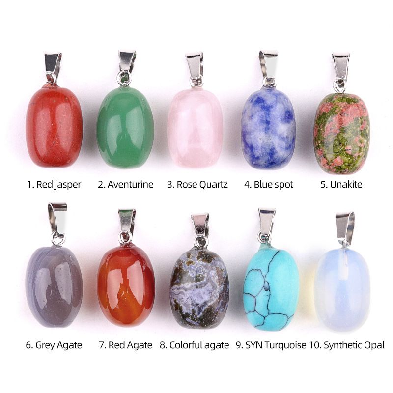 1823-13X18mm pingente de tambor de pedra de cristal de ágata pingente cilíndrico acessórios de jóias DIY
