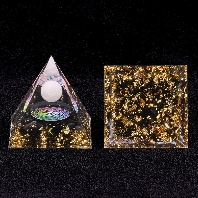 2126-Ágata de cristal 5cm de cascalho pirâmide Resina epóxi escritório doméstico enfeite de mesa artesanato