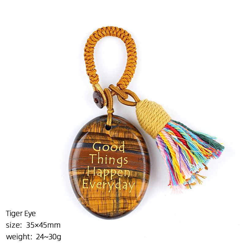 2469 Cristal natural palma de pedra chaveiro criativo saco reboque pendurado decorativo letras ágata mindfulness pedra pingente