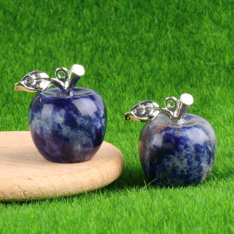 1718-Mini Pingente de Maçã de Cristal Natural Pingente de Maçã Pequeno, Véspera de Natal