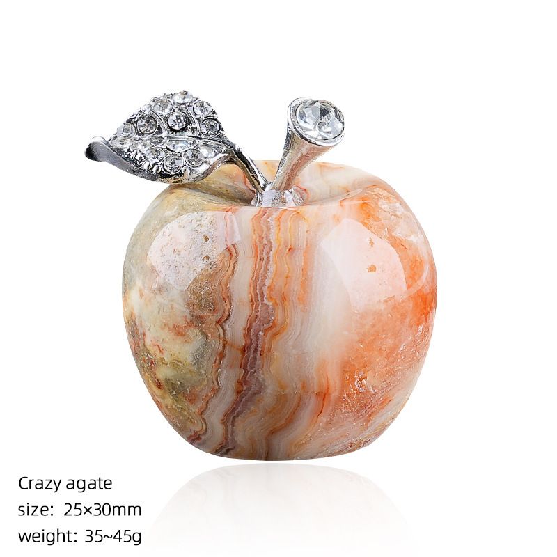 30Mm de cristal natural ornamento de maçã grande transfronteiriço Home Desktop Crafts Véspera de Natal Jade Apple