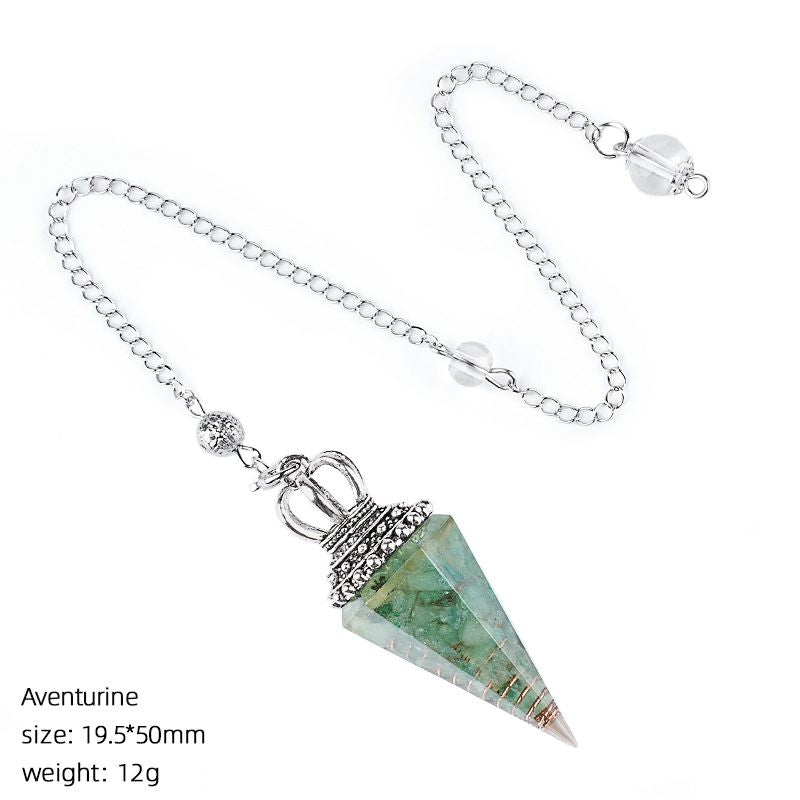 Hot Sale Pingente de Pêndulo de Cristal Natural Crown Yoga Acessórios de Meditação Hexagonal Cone Ajustável Resina de Freqüência Pêndulo