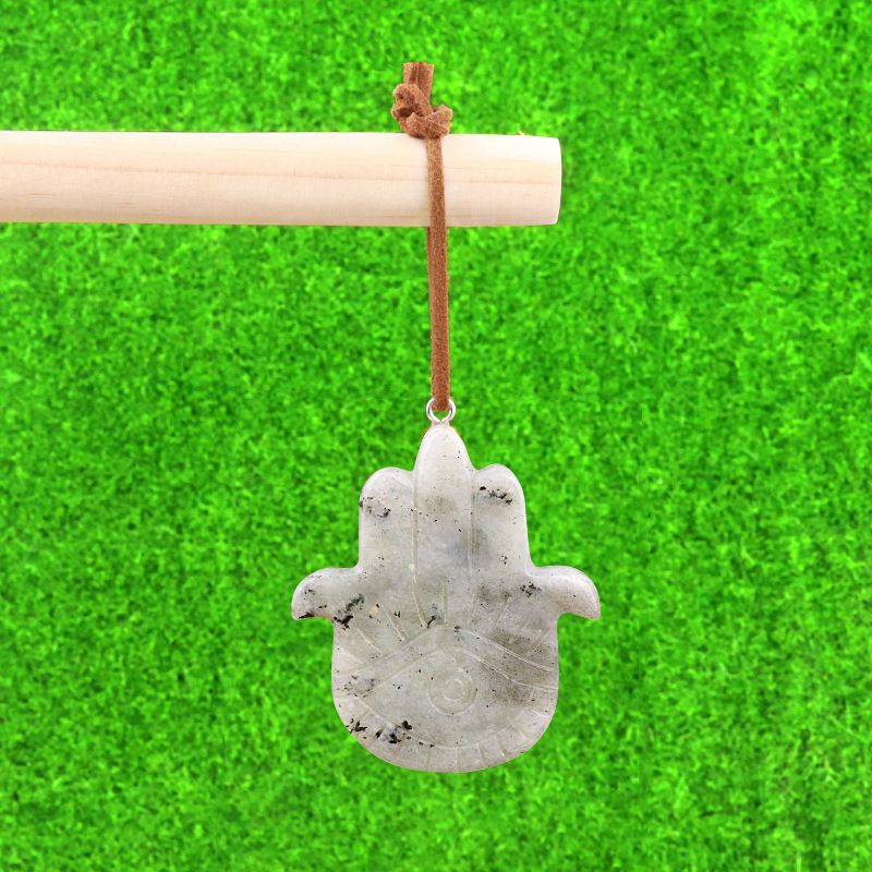 2046-Pingente de mão de Fátima ametista natural, pingente de artesanato de palma de olho de anjo de pedra de ágata
