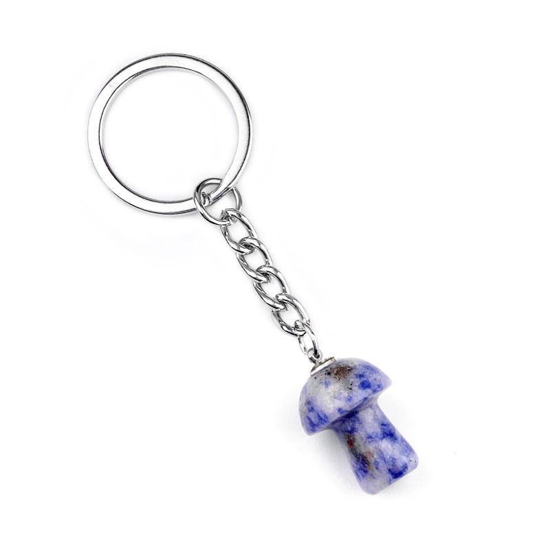 1324-Pedra de cristal natural de ágata 2cm pequeno cogumelo chaveiro pingente bonito saco de jóias pingente pequeno presente