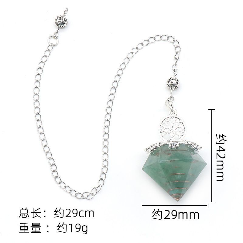 1413-Pêndulo em forma de diamante resina de ágata de cristal natural cascalho pêndulo em forma de diamante