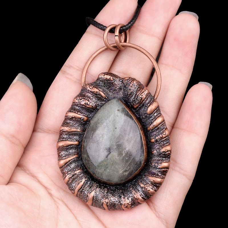 2156-Colar vintage de cristal de ágata incrustada em pedra semipreciosa colar de jóias versáteis da moda