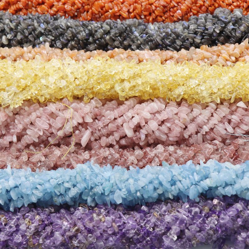 39-Cristal 40cm cascalho polido irregular frisado pulseira artesanal DIY colar brincos acessórios de jóias