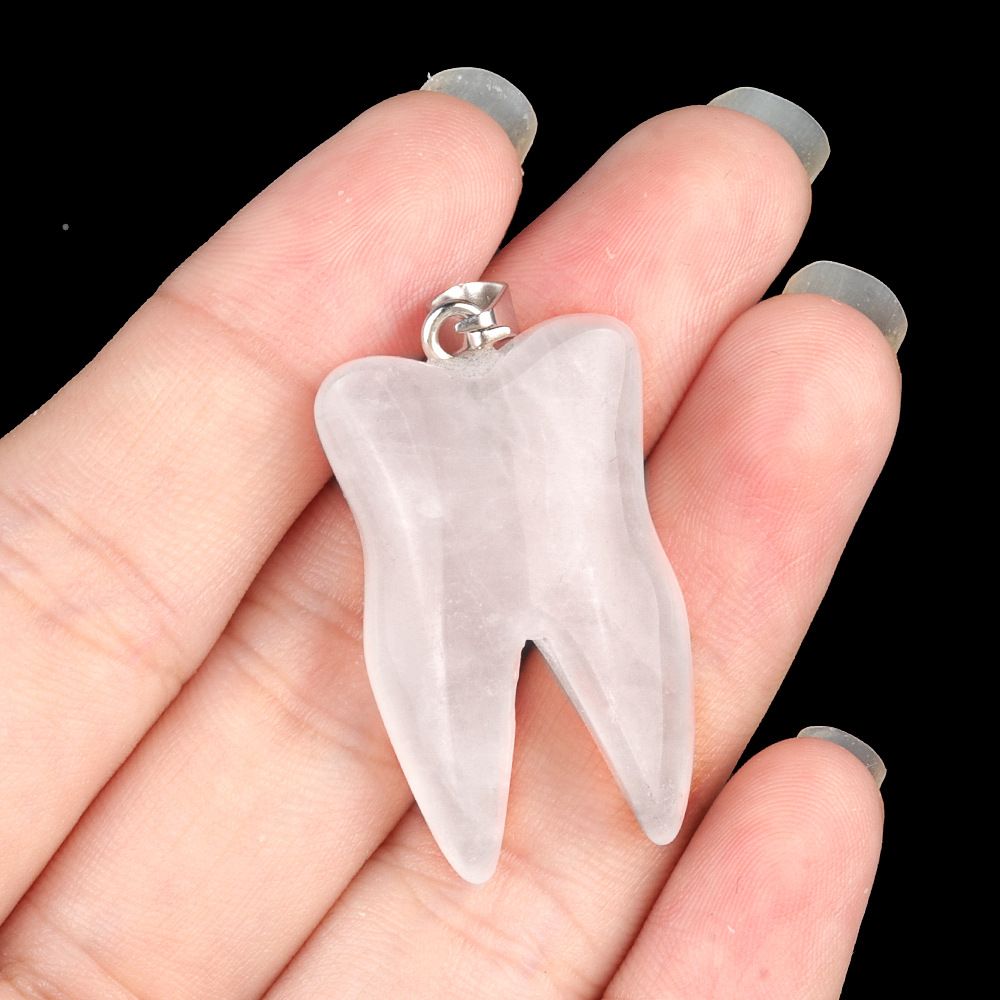 1919-32Mm pingente de dente de pedra de cristal natural de ágata colar DIY pingente de jóias material