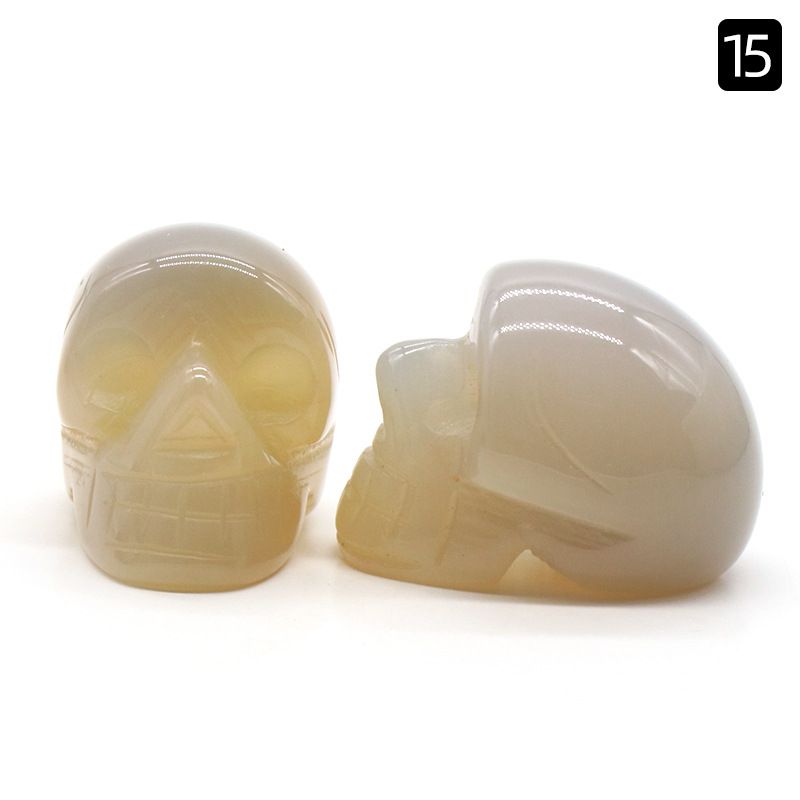 1554-25Mm Crânio de Ágata de Cristal Natural Esculpido Fantasma Cabeça Cerca De 1 Polegada Crânio Pequeno Ornamento De Halloween