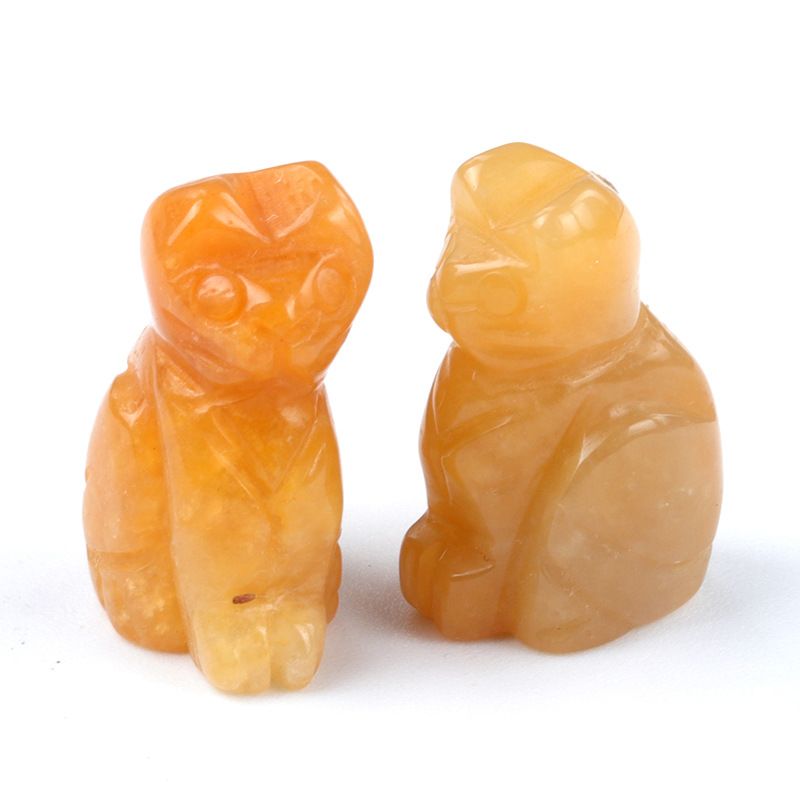 1659-1 polegada de gatinho esculpido em cristal natural de ágata semipreciosa escultura de animais em pé com mini decoração