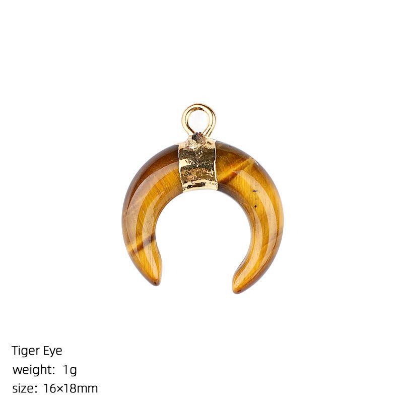 1440 Pingente de lua de cristal natural artesanal pulseira colar brincos dourados único pendurado tipo C chifre de pedra natural