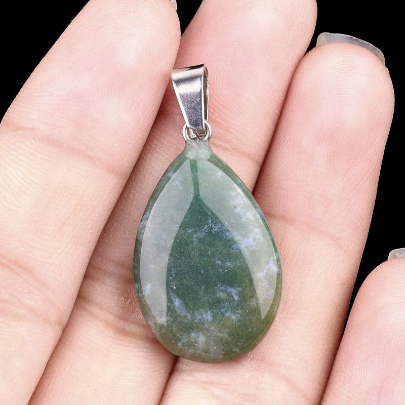 1743-16X24mm pedra de cristal natural ágata pingente de gota de água plana, pingente de pedra DIY acessórios de jóias