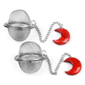 1789-Moon Tea Filter, Natural Crystal Agate Stone 304 Stainless Steel Tea Filter Sopa Hot Pot