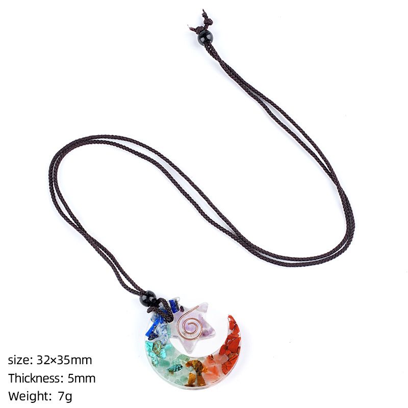 Colar de resina de pedra natural personalizado envoltório epóxi cascalho colorido polígono geométrico redondo pingente de meditação de ioga