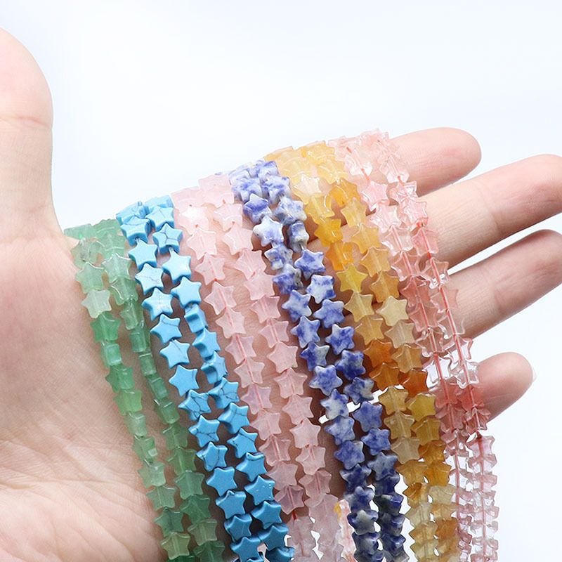 6Mm pentagrama cristal ágata pedra semi-preciosa pentagrama frisado contas soltas DIY pulseira colar brincos jóias